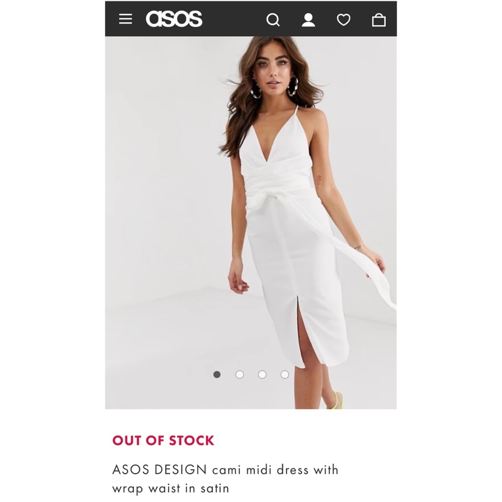 ASOS DESIGN Cami Satin Midi Dress w/ Wrap Waist